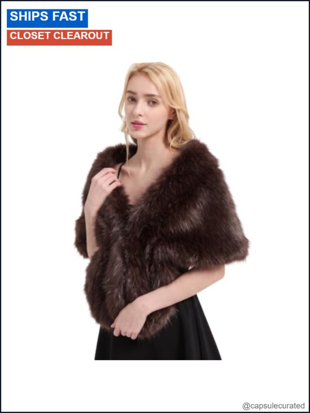 Faux Fur Shawl Wrap One Size Hidden Clasp Bridal Wedding Party